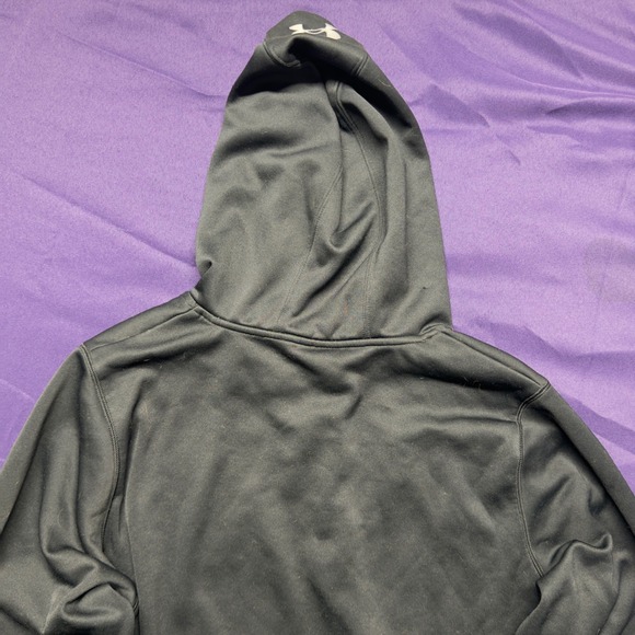 Under Armour Storm 1 Black Hoodie Mens Large Loose Fit Big Logo Pullover - Picture 8 of 10